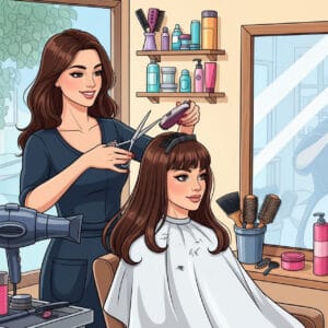 Dessin salon de coiffure