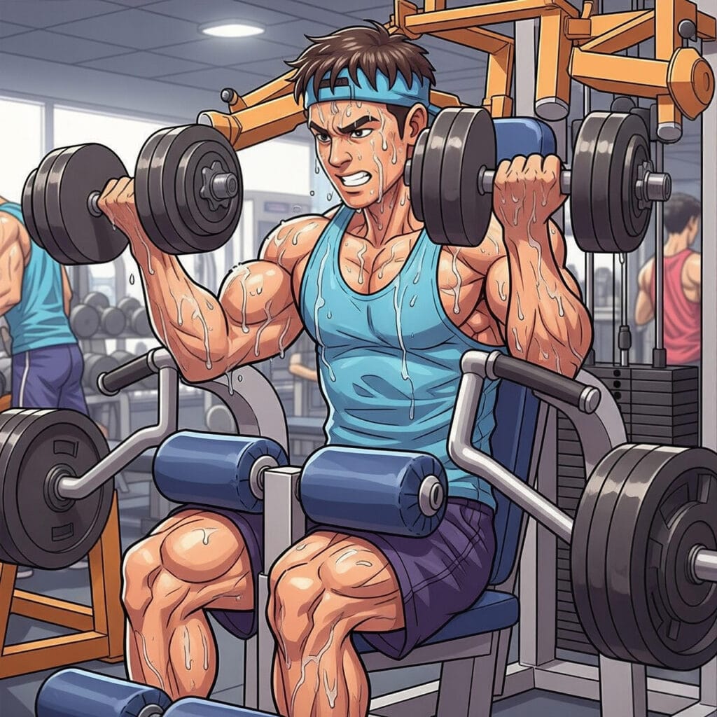 Dessin couleur sportif dans une salle de sport