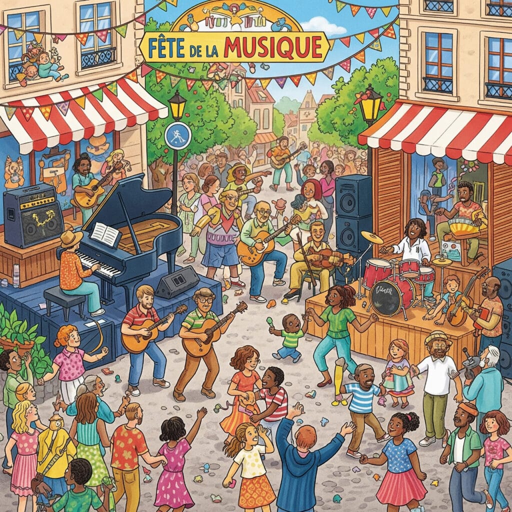Dessin couleur fête de la musique