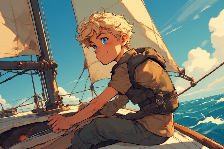 Blond Boy On Sailboat