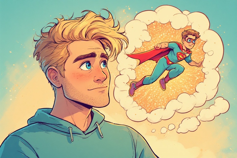 Un homme pense à un superhéro